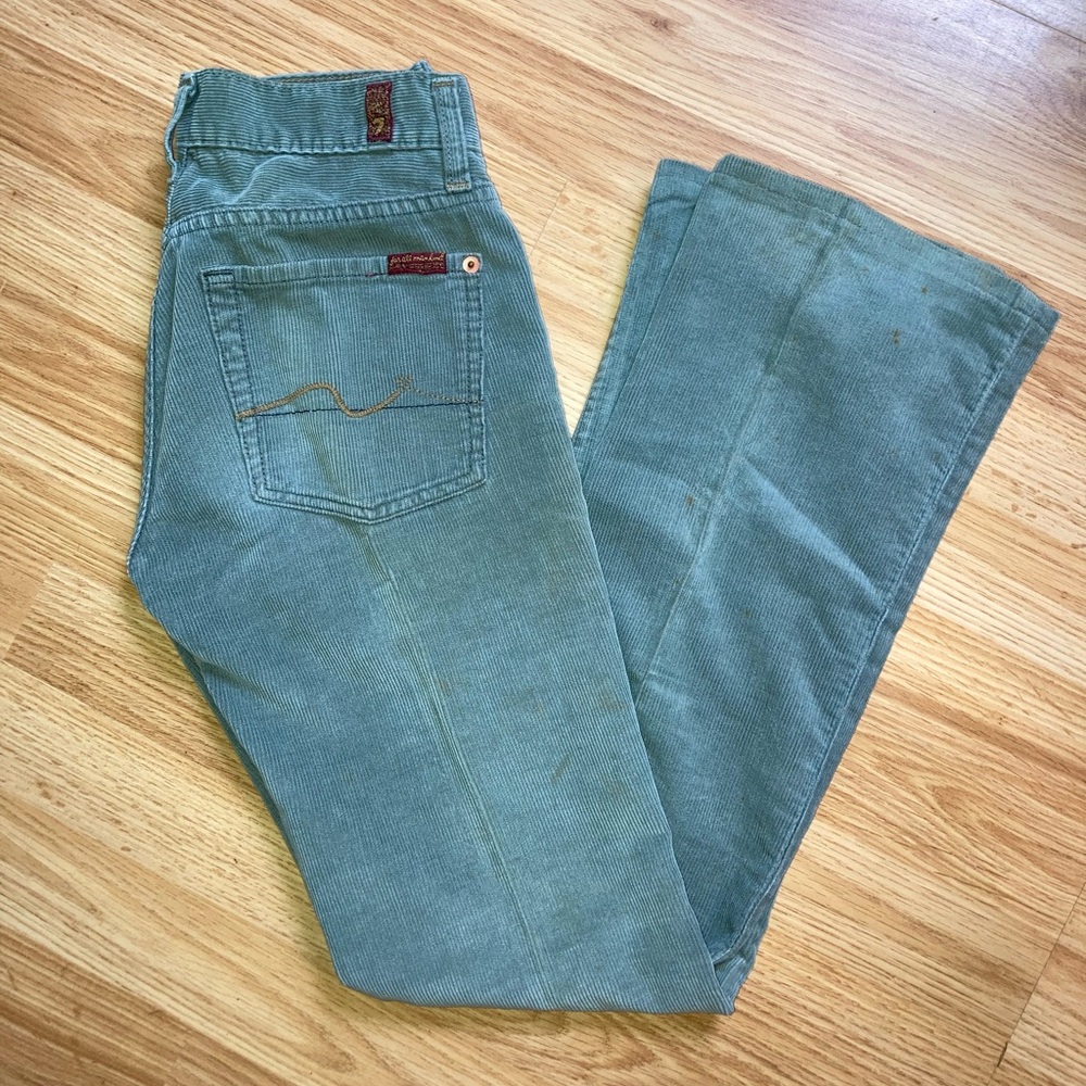 7 For All Mankind Corduroy Bootcut Jeans Sage Green sz 25 - Picture 4 of 12